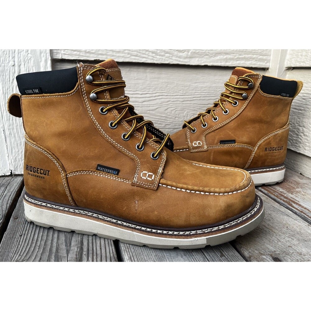 Ridgecut Men's 13M Steel Toe Moc Contractor's Boots Waterproof Lace Up